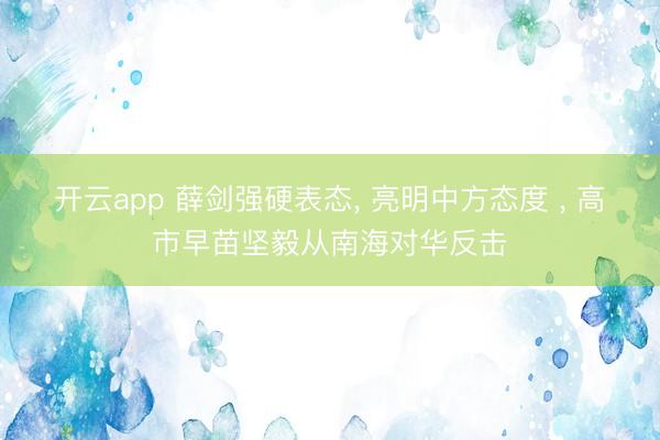 开云app 薛剑强硬表态， 亮明中方态度 ， 高市早苗坚毅从南海对华反击