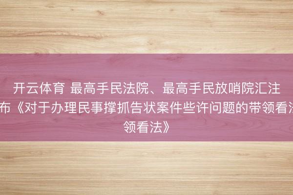 开云体育 最高手民法院、最高手民放哨院汇注髻布《对于办理民事撑抓告状案件些许问题的带领看法》