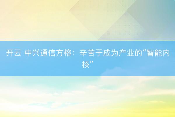 开云 中兴通信方榕：辛苦于成为产业的“智能内核”
