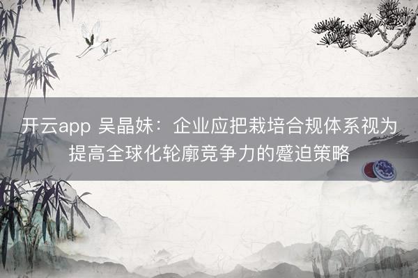 开云app 吴晶妹：企业应把栽培合规体系视为提高全球化轮廓竞争力的蹙迫策略
