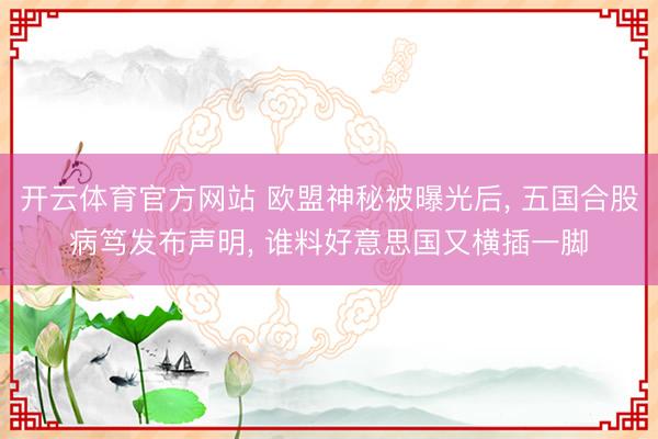 开云体育官方网站 欧盟神秘被曝光后， 五国合股病笃发布声明， 谁料好意思国又横插一脚