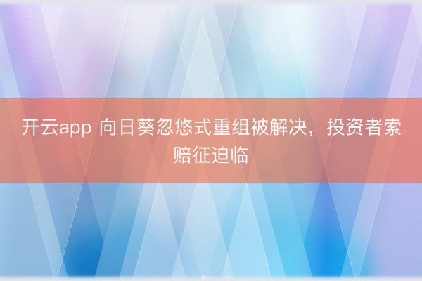 开云app 向日葵忽悠式重组被解决,投资者索赔征迫临
