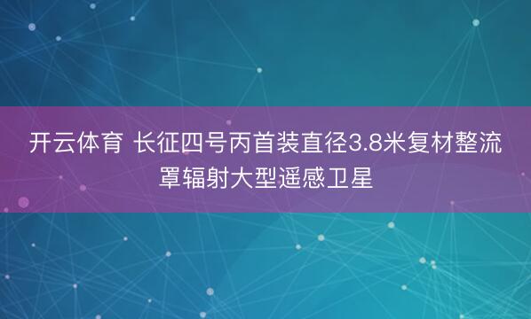 开云体育 长征四号丙首装直径3.8米复材整流罩辐射大型遥感卫星