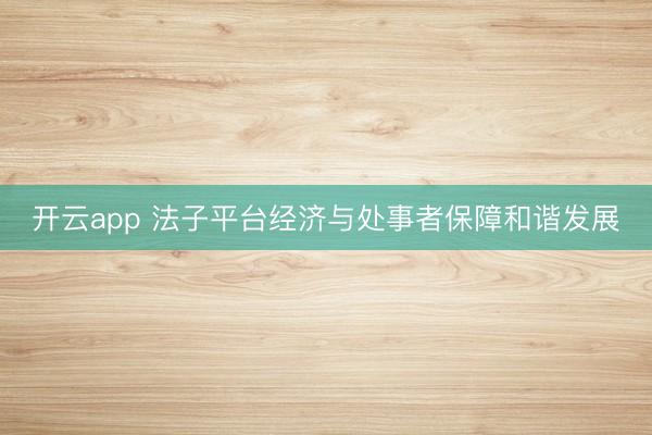 开云app 法子平台经济与处事者保障和谐发展