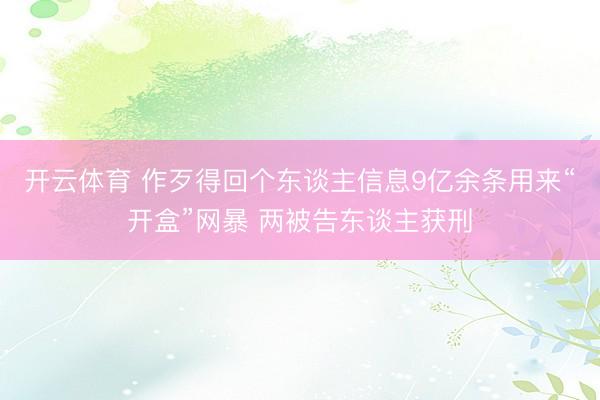 开云体育 作歹得回个东谈主信息9亿余条用来“开盒”网暴 两被告东谈主获刑