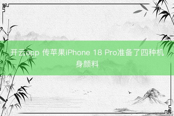 开云app 传苹果iPhone 18 Pro准备了四种机身颜料