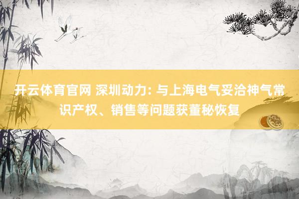 开云体育官网 深圳动力: 与上海电气妥洽神气常识产权、销售等问题获董秘恢复