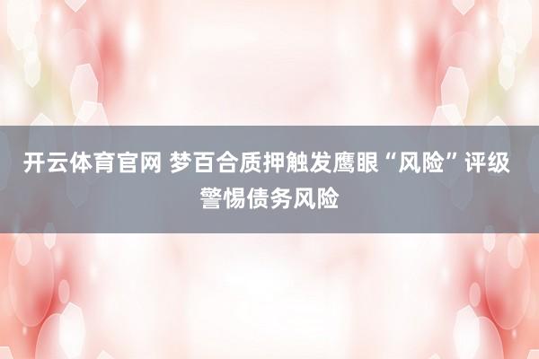 开云体育官网 梦百合质押触发鹰眼“风险”评级 警惕债务风险