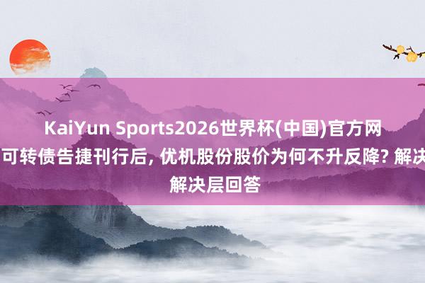 KaiYun Sports2026世界杯(中国)官方网站 首单可转债告捷刊行后， 优机股份股价为何不升反降? 解决层回答