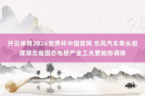 开云体育2026世界杯中国官网 东风汽车牵头组建湖北省固态电板产业工夫更始协调体