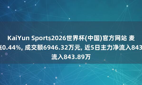 KaiYun Sports2026世界杯(中国)官方网站 麦澜德涨0.44%， 成交额6946.32万元， 近5日主力净流入843.89万