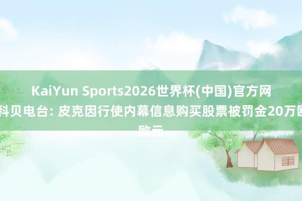 KaiYun Sports2026世界杯(中国)官方网站 科贝电台: 皮克因行使内幕信息购买股票被罚金20万欧元