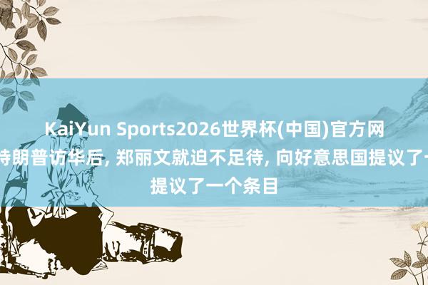 KaiYun Sports2026世界杯(中国)官方网站 知谈特朗普访华后， 郑丽文就迫不足待， 向好意思国提议了一个条目