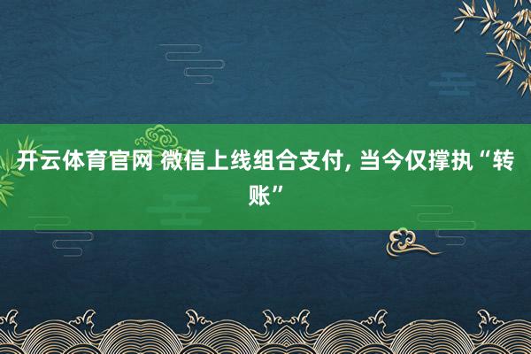 开云体育官网 微信上线组合支付， 当今仅撑执“转账”