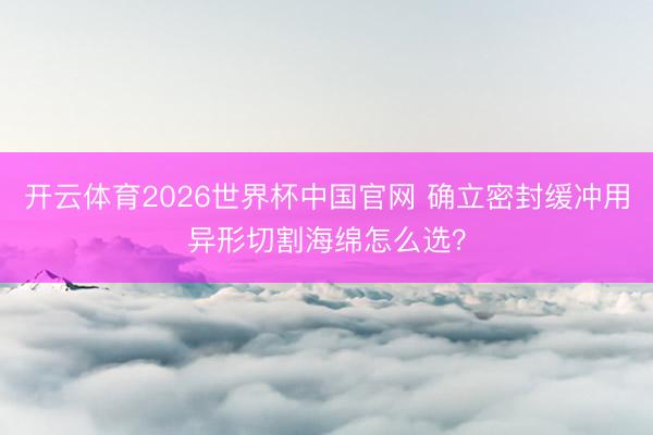开云体育2026世界杯中国官网 确立密封缓冲用异形切割海绵怎么选？