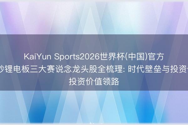 KaiYun Sports2026世界杯(中国)官方网站 破钞锂电板三大赛说念龙头股全梳理: 时代壁垒与投资价值领路