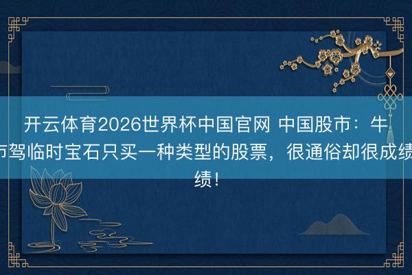 开云体育2026世界杯中国官网 中国股市：牛市驾临时宝石只买一种类型的股票，很通俗却很成绩！