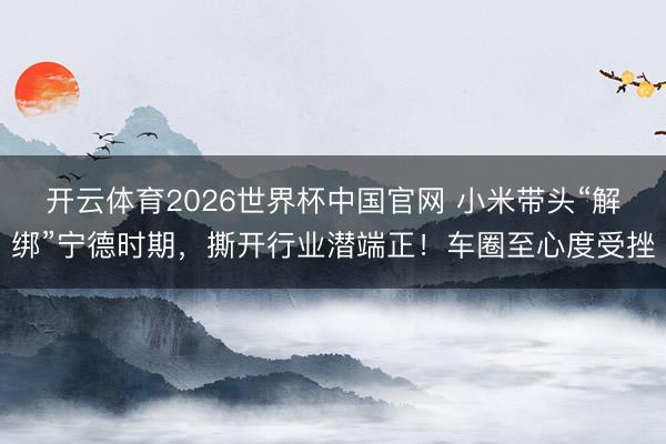 开云体育2026世界杯中国官网 小米带头“解绑”宁德时期,撕开行业潜端正!车圈至心度受挫