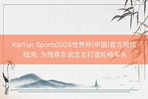 KaiYun Sports2026世界杯(中国)官方网站 陆鸿: 为残疾东说念主打造轮椅车头