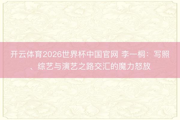 开云体育2026世界杯中国官网 李一桐：写照、综艺与演艺之路交汇的魔力怒放