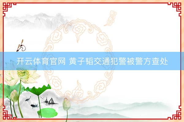 开云体育官网 黄子韬交通犯警被警方查处
