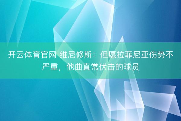 开云体育官网 维尼修斯：但愿拉菲尼亚伤势不严重，他曲直常伏击的球员